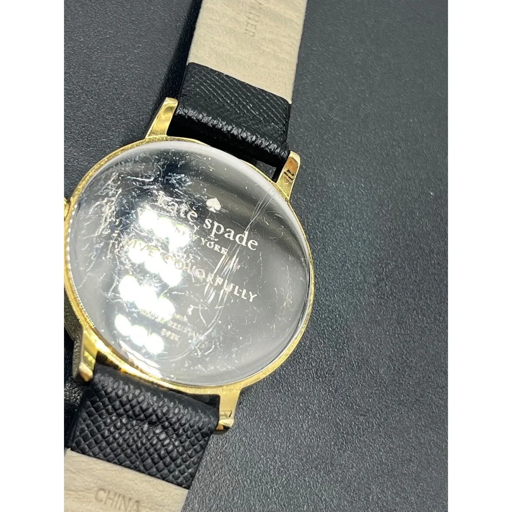 Kate Spade New York Metro Monogram‎ K Black Leather Quartz Watch